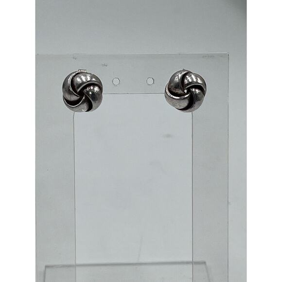 Sterling silver love knot stud‎ earrings - Picture 10 of 16
